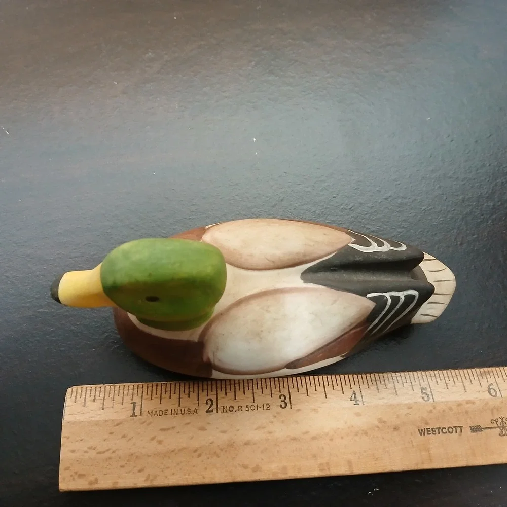 Vintage Hand Painted Porcelain Mallard Duck Decoy Figure Figurine 5.5